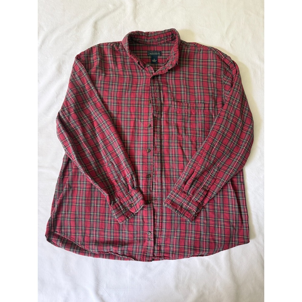 Saddlebred Flannel Shirt Mens XL Long Sleeve Plaid Red Cotton Button Down Casual